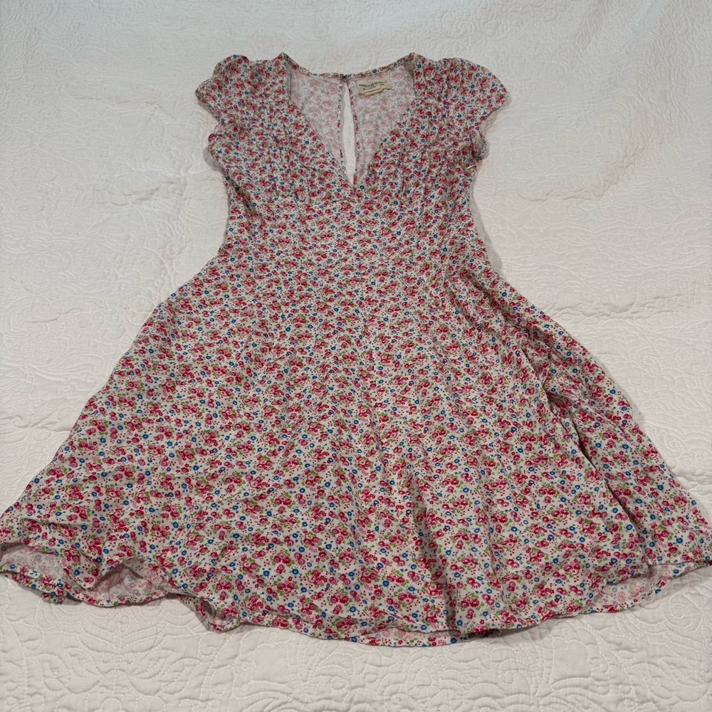 Floral V-Neck Mini Dress Open Back